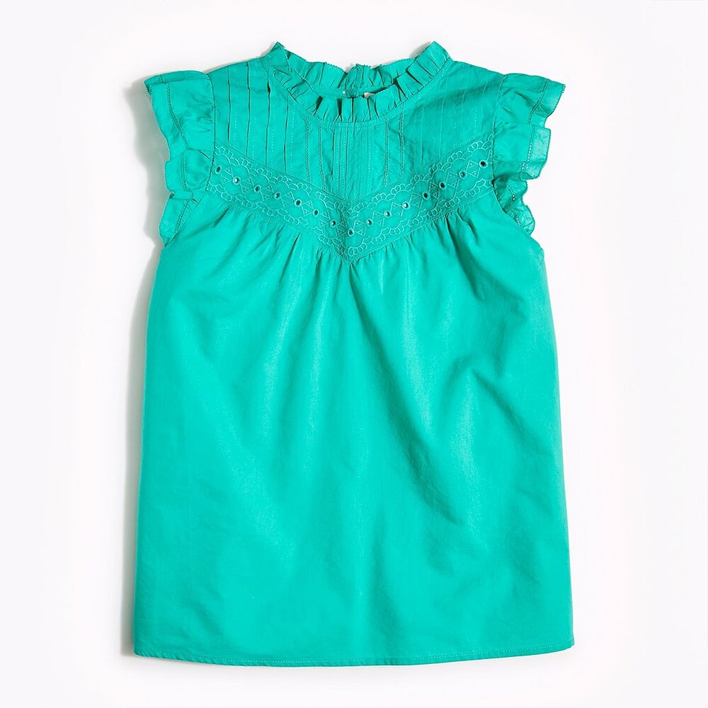 NWT J.Crew Factory Sleeveless Embroidered Eyelet Ruffle Top